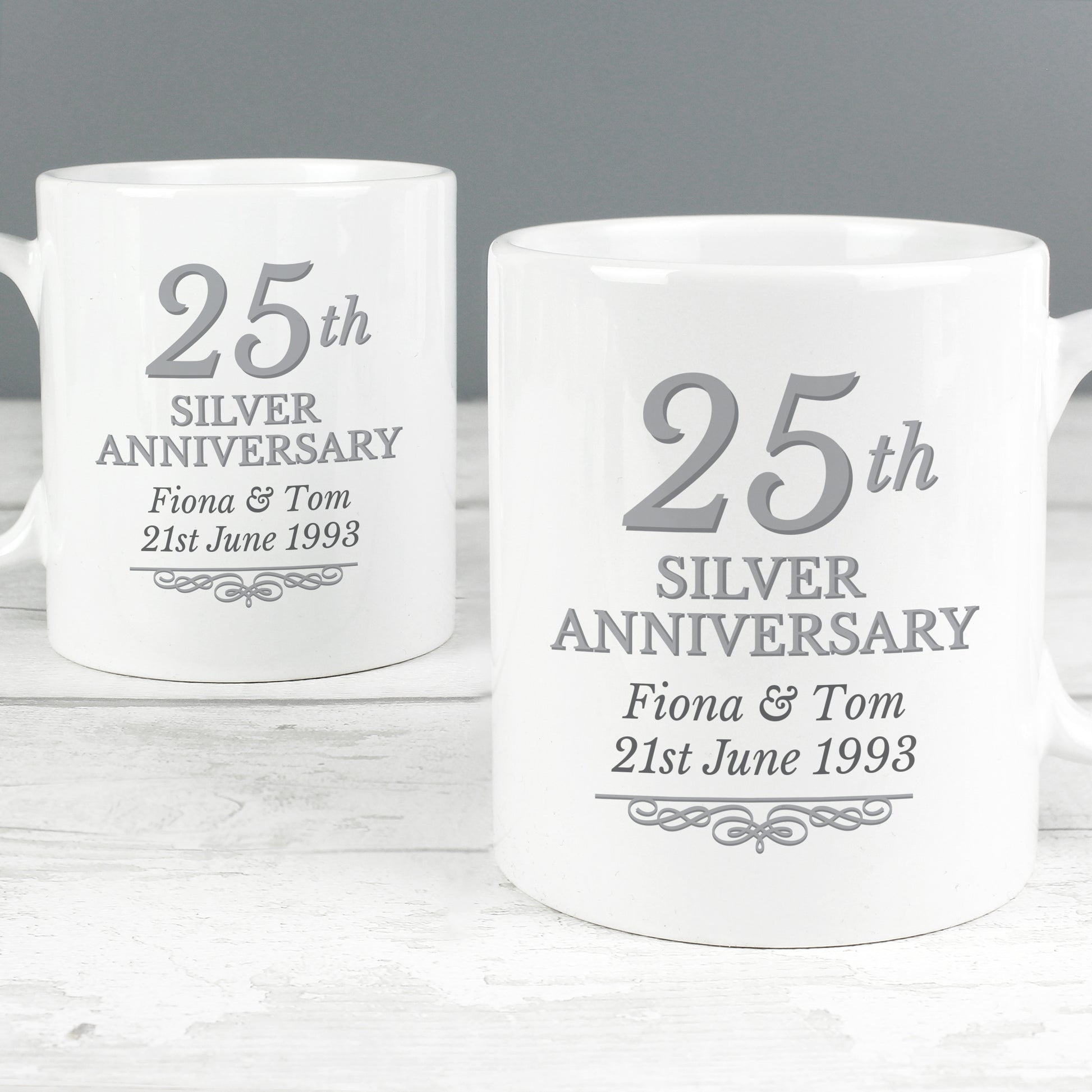 Personalised 25th Silver Anniversary Mug Set - image 3
