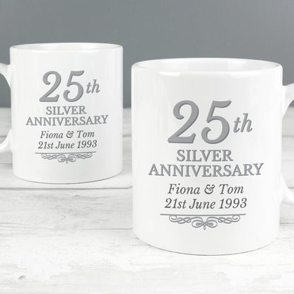 Personalised 25th Silver Anniversary Mug Set - image 3