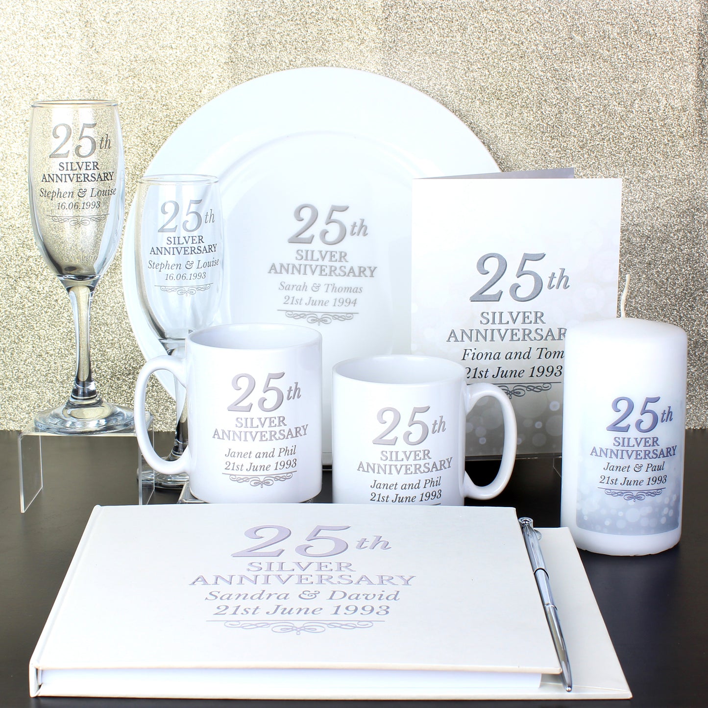 Personalised 25th Silver Anniversary Mug Set - image 4
