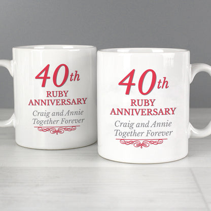 Personalised 40th Ruby Anniversary Mug Set from Heartfelt Gifts