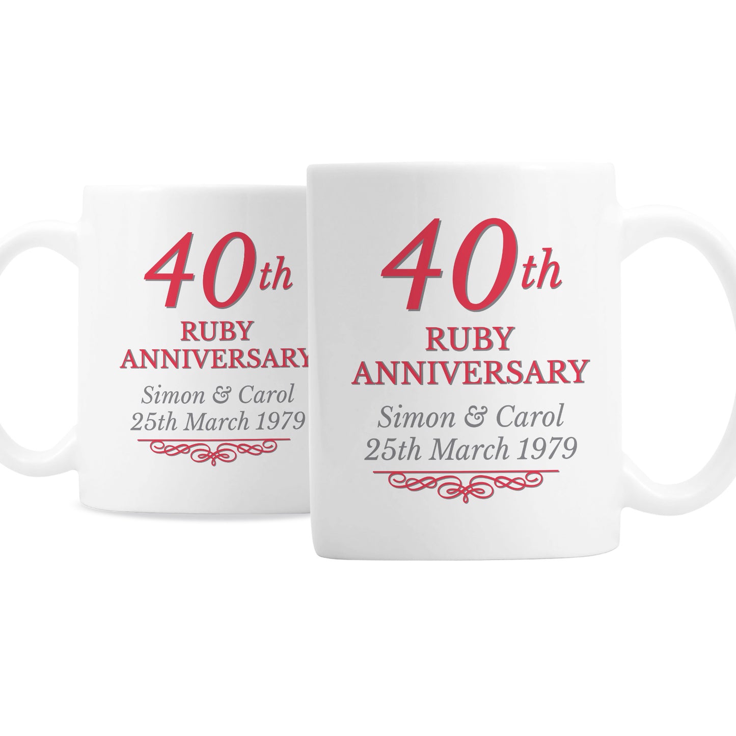 Personalised 40th Ruby Anniversary Mug Set - image 2