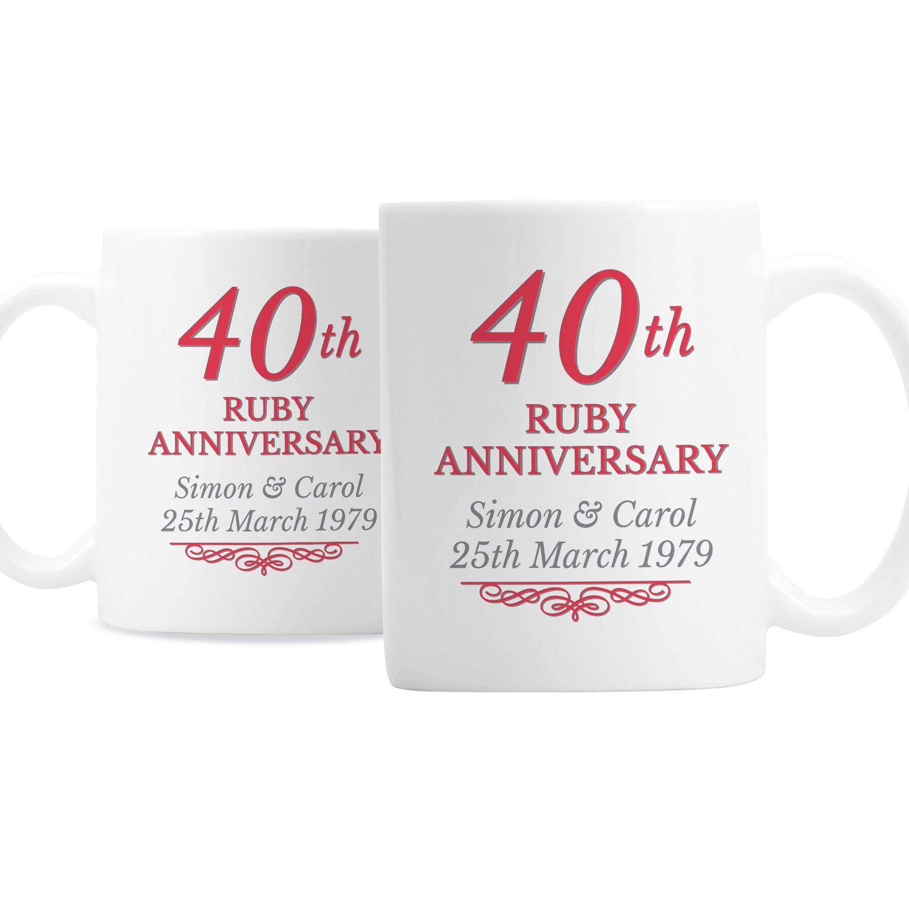 Personalised 40th Ruby Anniversary Mug Set - image 2