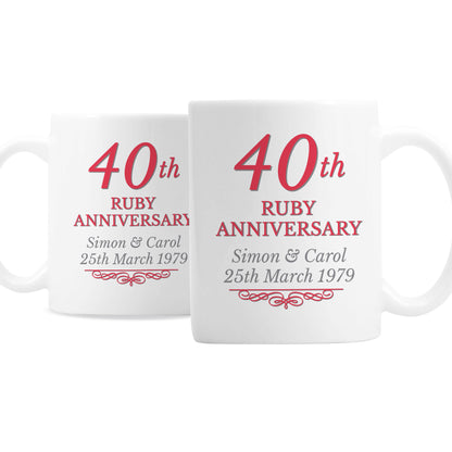 Personalised 40th Ruby Anniversary Mug Set - image 2