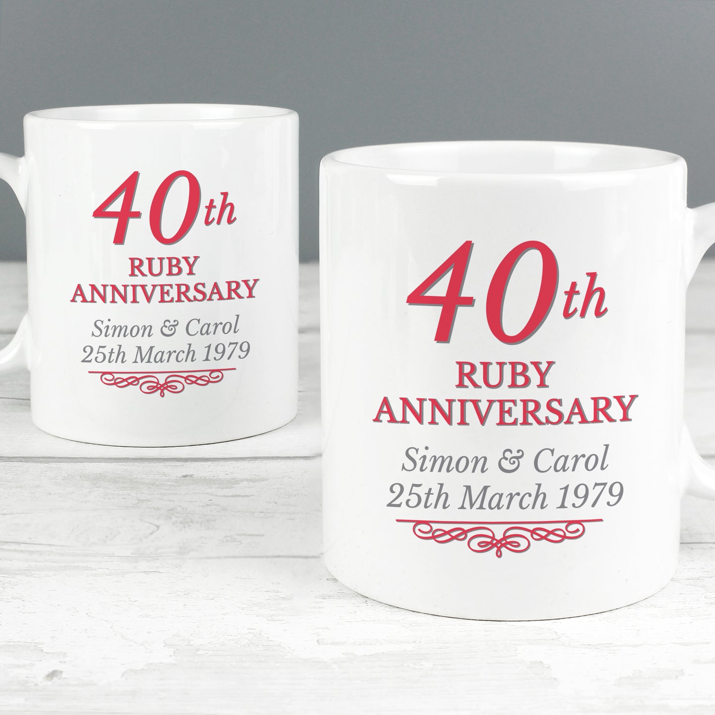 Personalised 40th Ruby Anniversary Mug Set - image 3