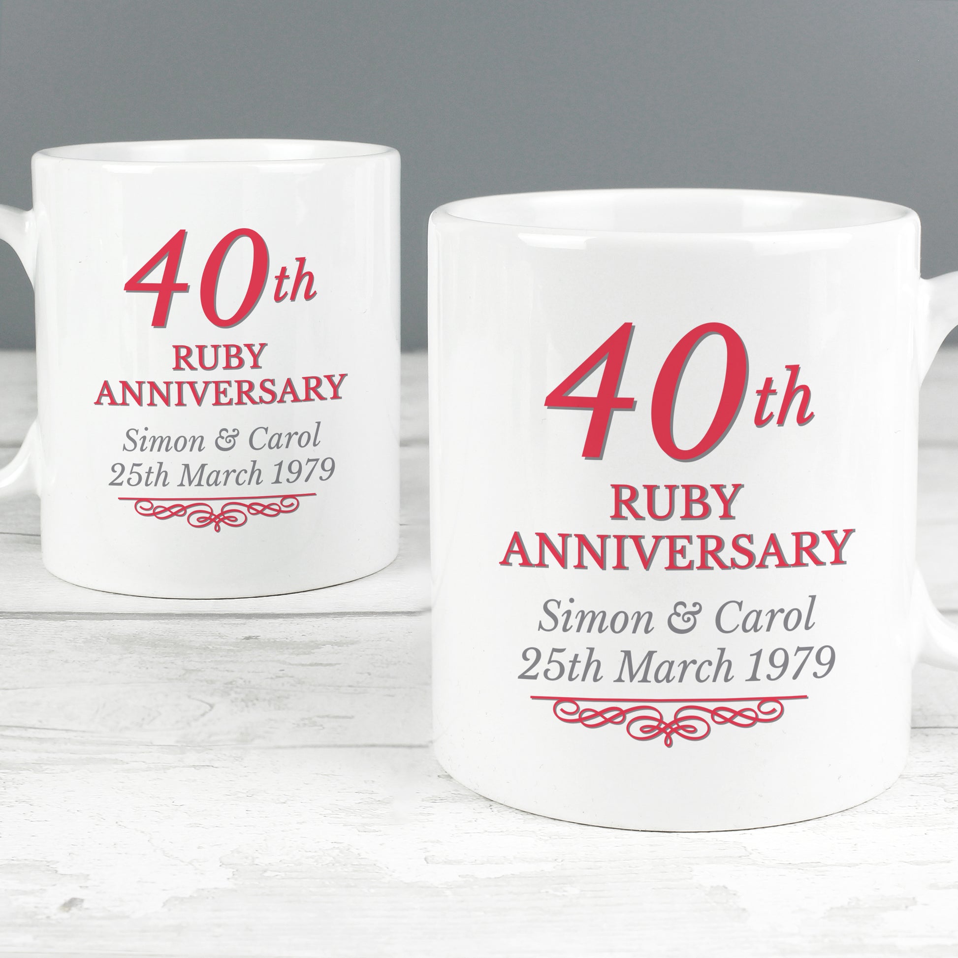 Personalised 40th Ruby Anniversary Mug Set - image 3