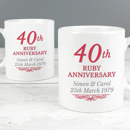 Personalised 40th Ruby Anniversary Mug Set - image 3