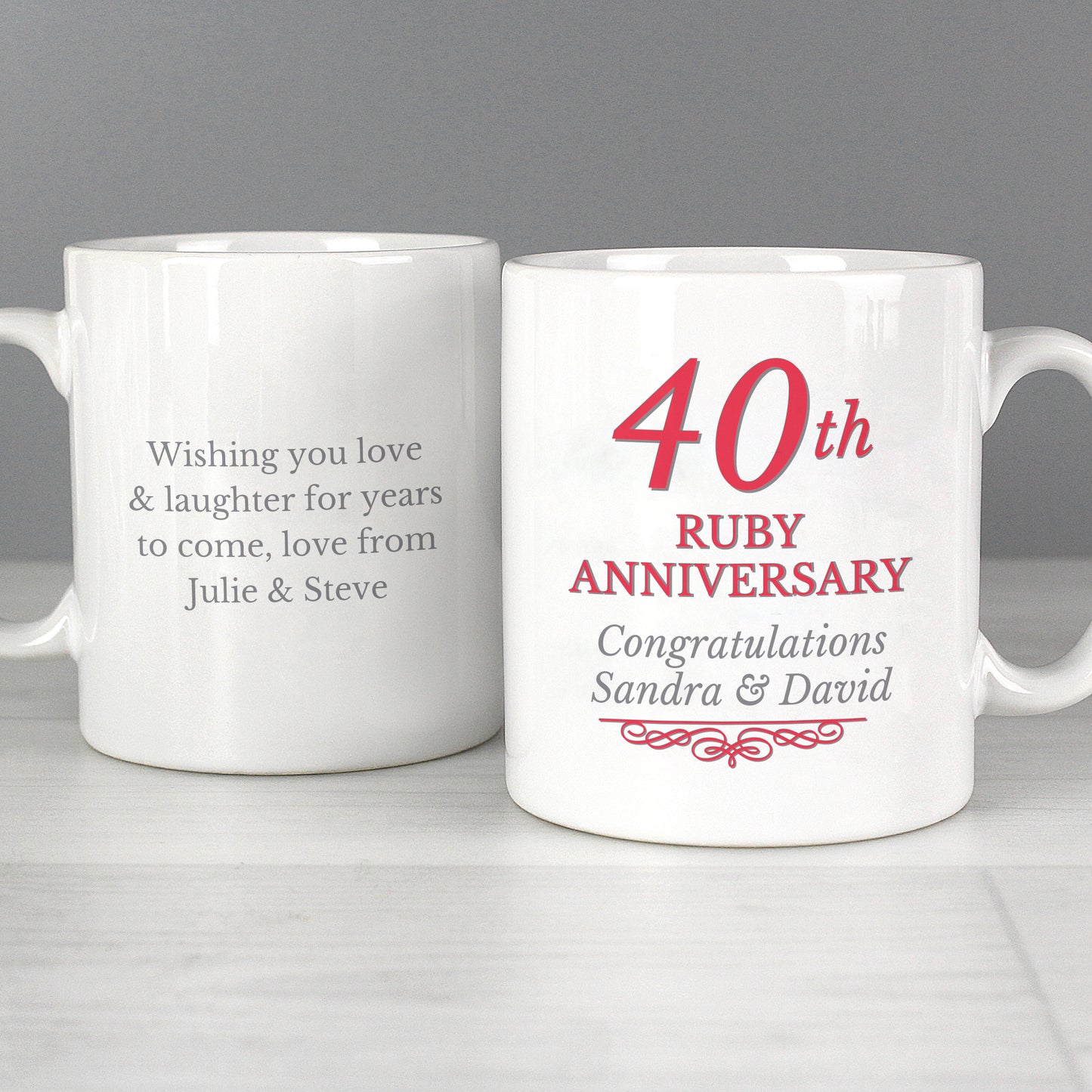 Personalised 40th Ruby Anniversary Mug Set - image 4