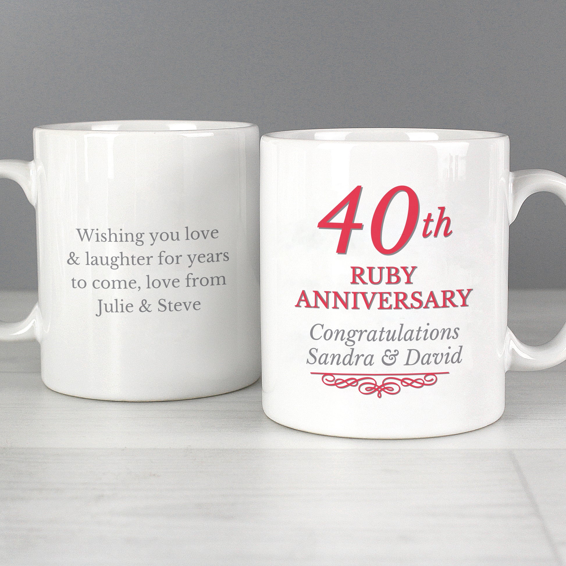 Personalised 40th Ruby Anniversary Mug Set - image 4