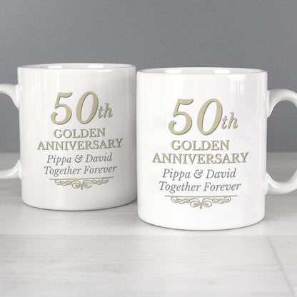 Personalised 50th Golden Anniversary Mug Set from Heartfelt Gifts