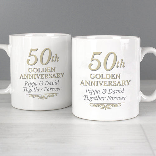 Personalised 50th Golden Anniversary Mug Set from Heartfelt Gifts