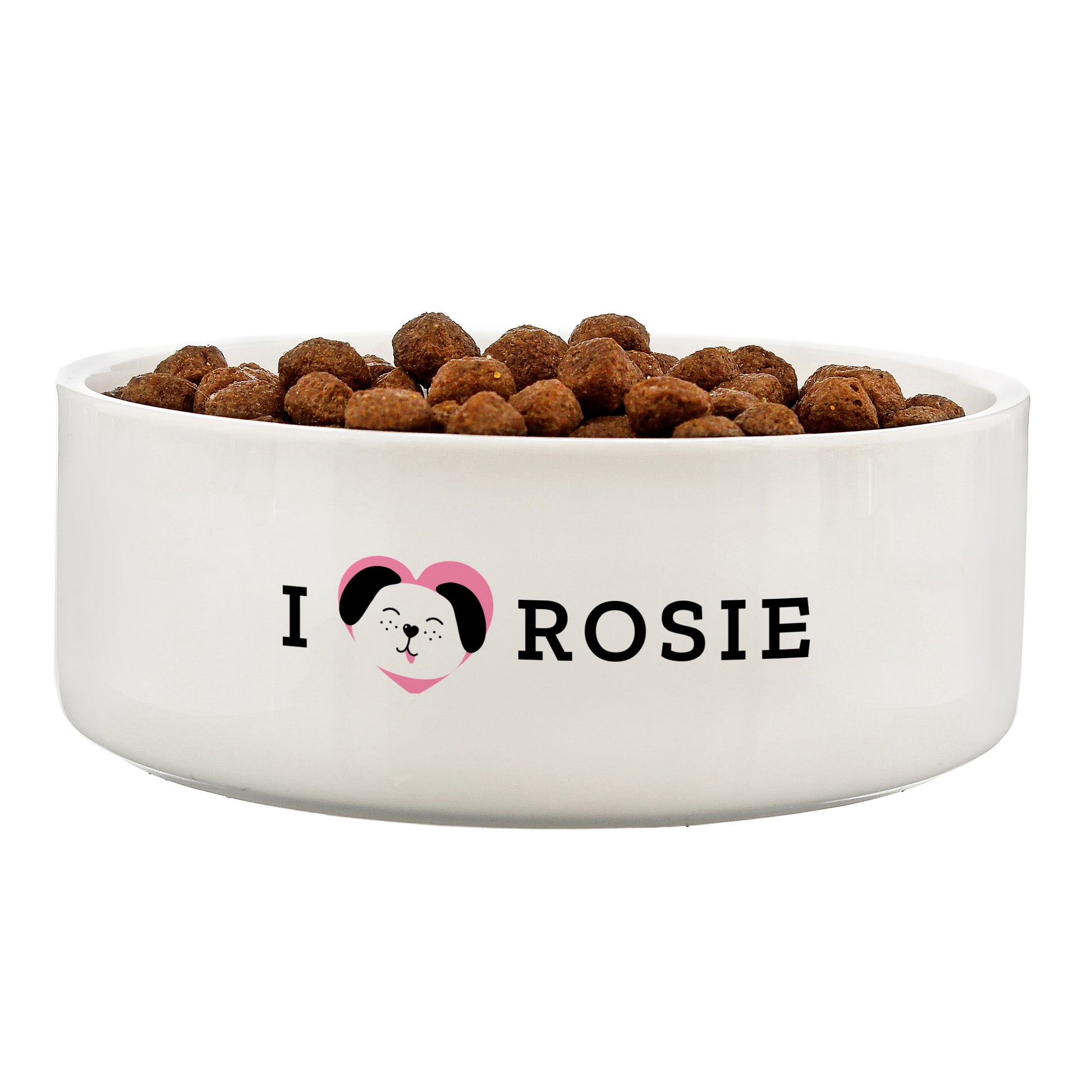 Personalised I Love my Dog - Cute Design 15cm Medium Ceramic White Pet Bowl - image 2