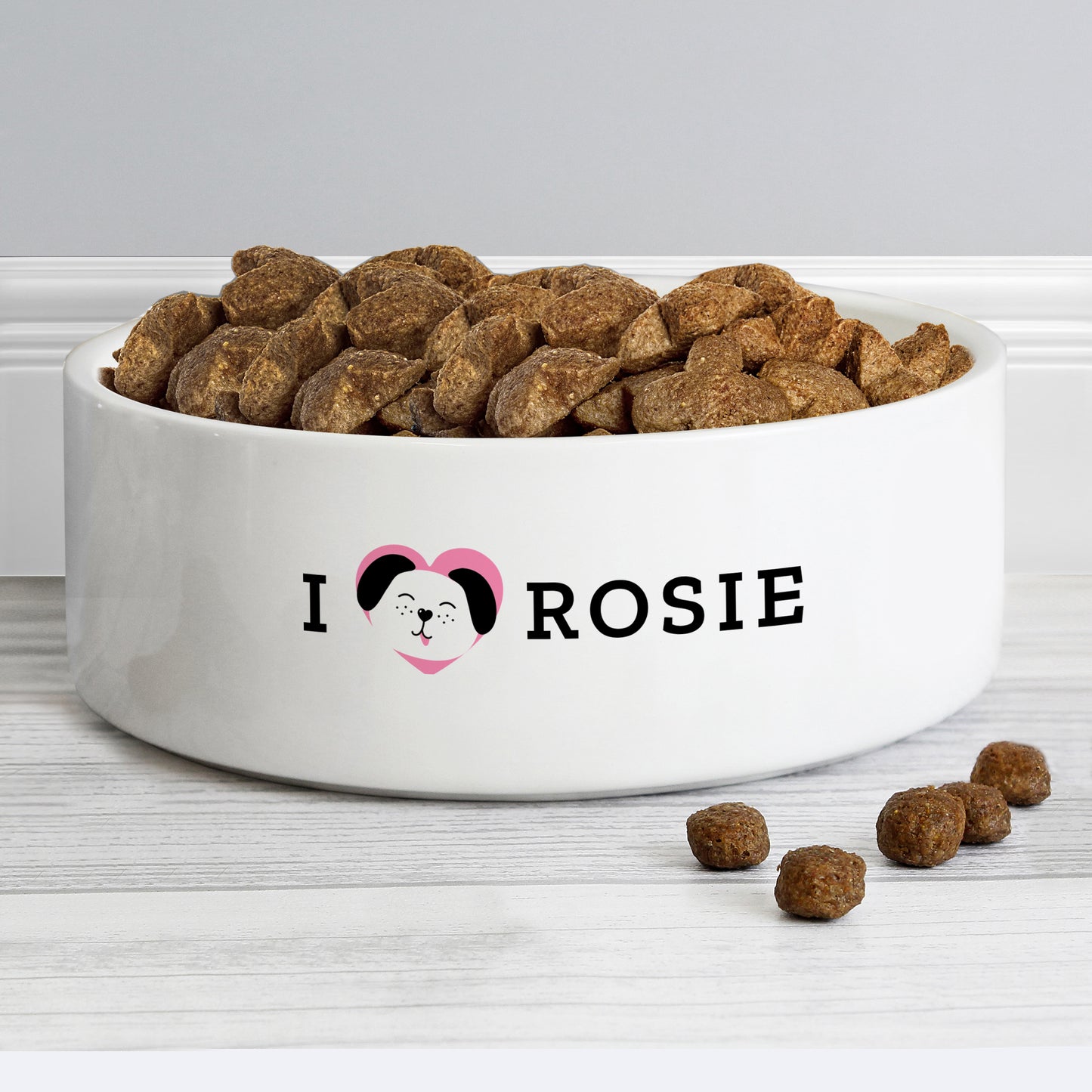 Personalised I Love my Dog - Cute Design 15cm Medium Ceramic White Pet Bowl - image 3