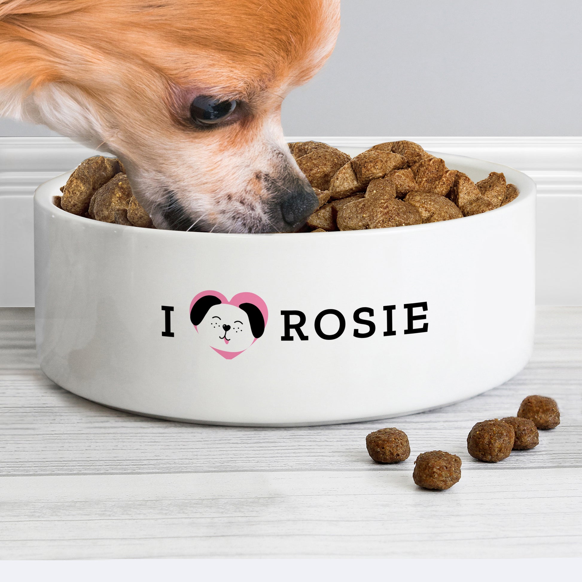 Personalised I Love my Dog - Cute Design 15cm Medium Ceramic White Pet Bowl - image 4