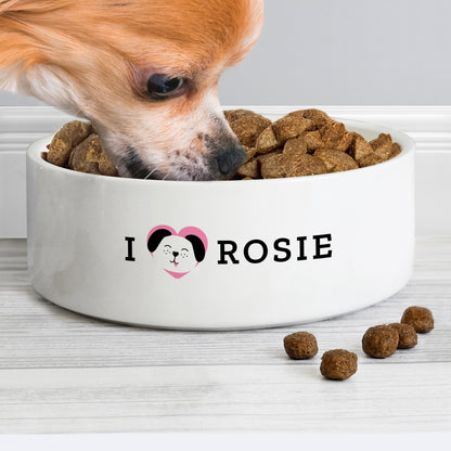 Personalised I Love my Dog - Cute Design 15cm Medium Ceramic White Pet Bowl - image 4