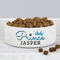 Personalised Prince 15cm Medium Ceramic White Pet Bowl from Heartfelt Gifts