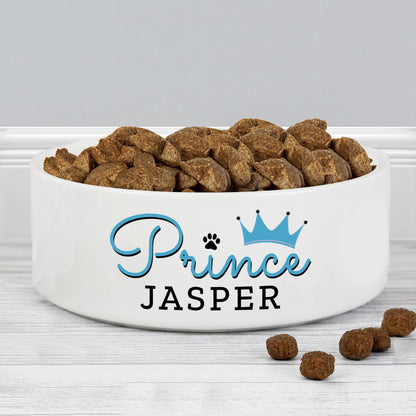 Personalised Prince 15cm Medium Ceramic White Pet Bowl from Heartfelt Gifts