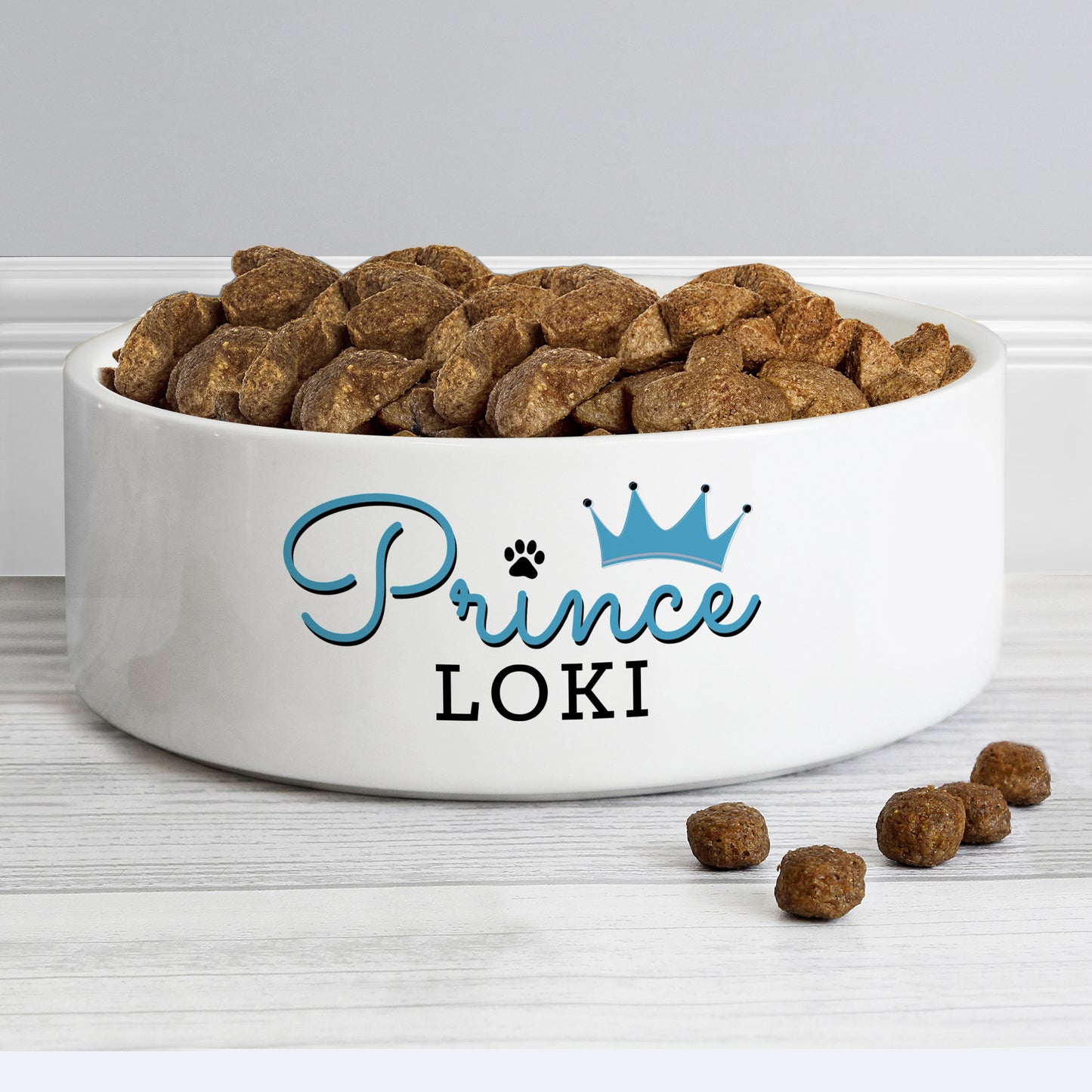 Personalised Prince 15cm Medium Ceramic White Pet Bowl - image 3