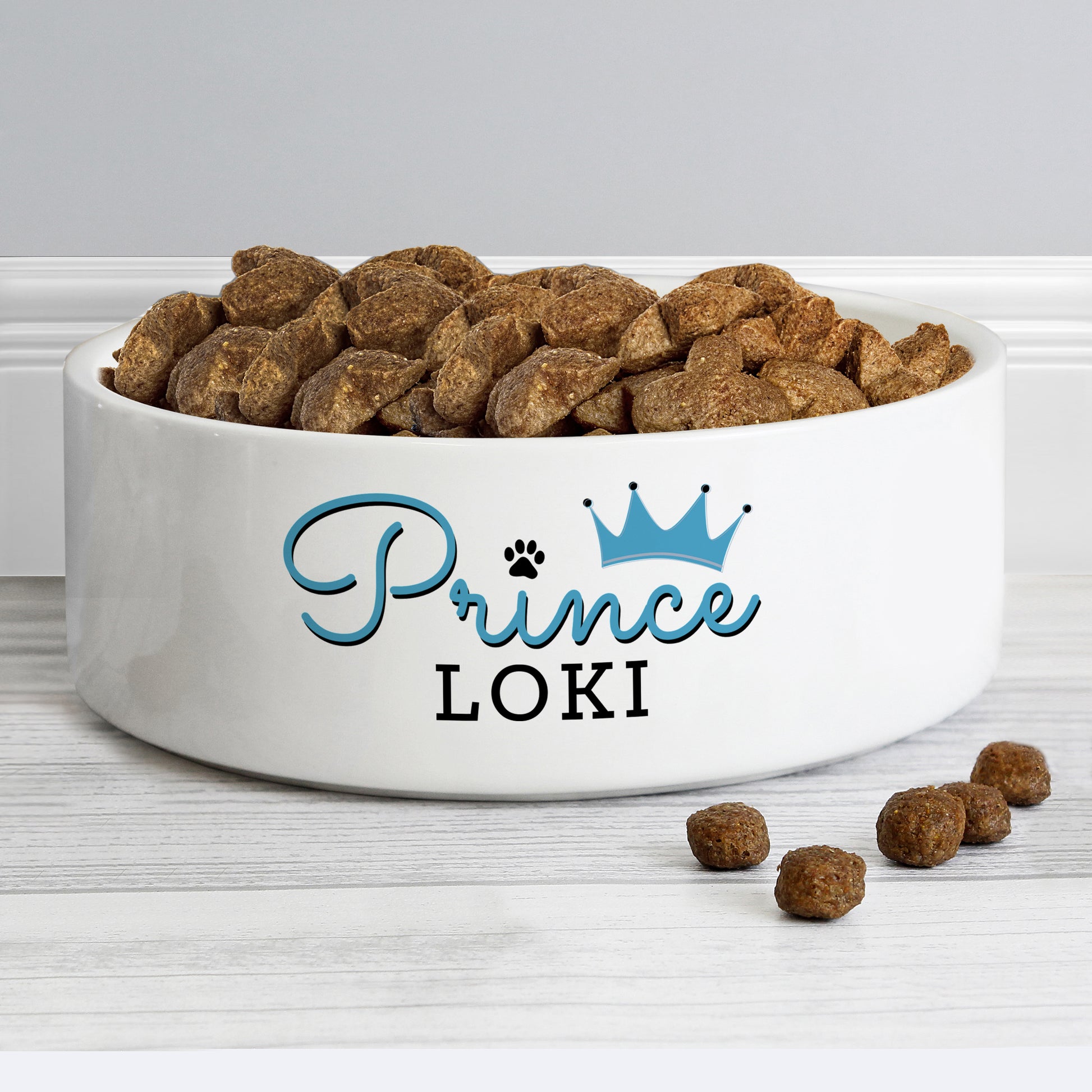 Personalised Prince 15cm Medium Ceramic White Pet Bowl - image 3