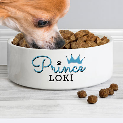 Personalised Prince 15cm Medium Ceramic White Pet Bowl - image 4