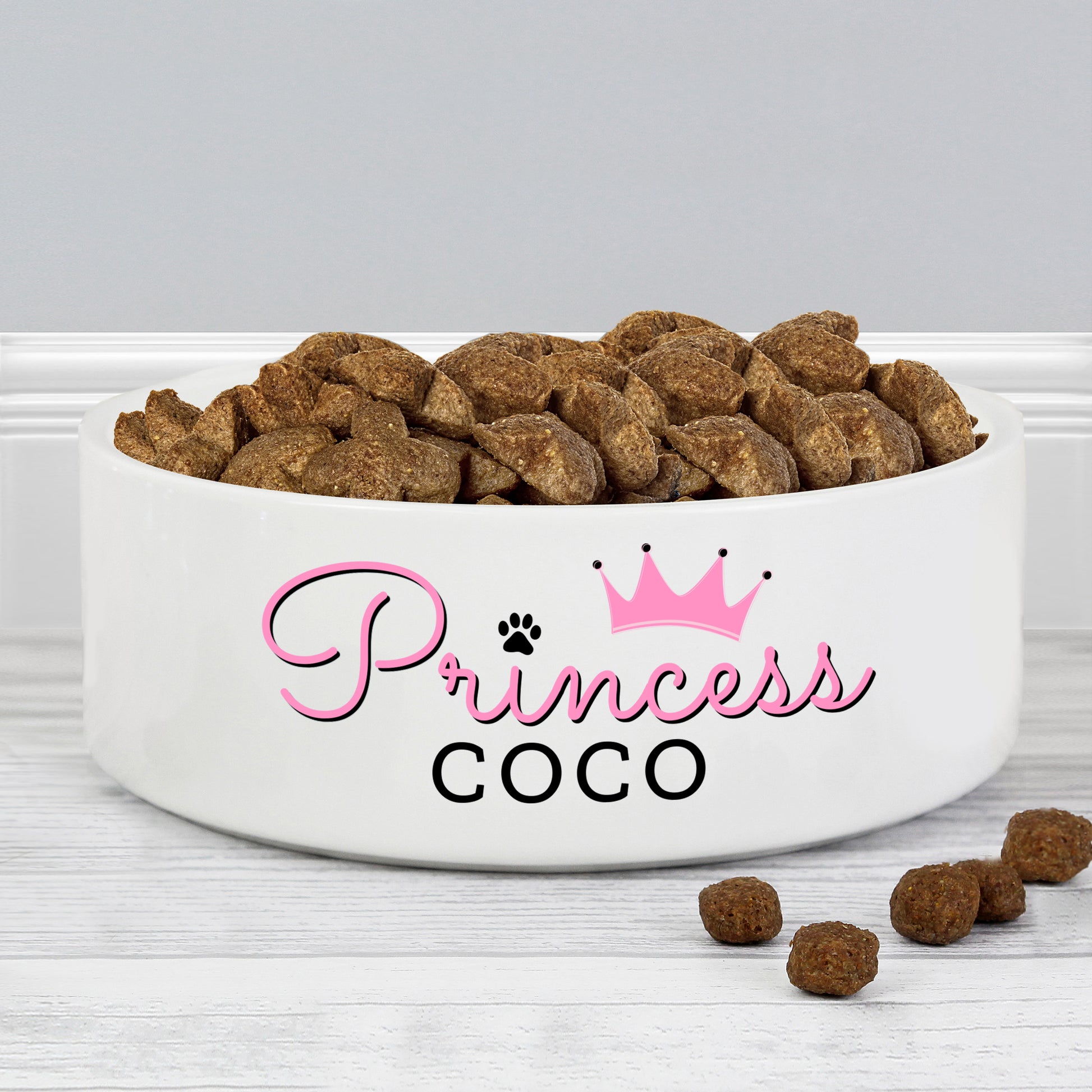 Personalised Princess 15cm Medium Ceramic White Pet Bowl from Heartfelt Gifts