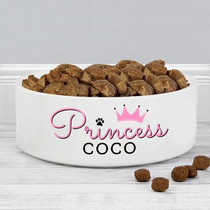 Personalised Princess 15cm Medium Ceramic White Pet Bowl from Heartfelt Gifts
