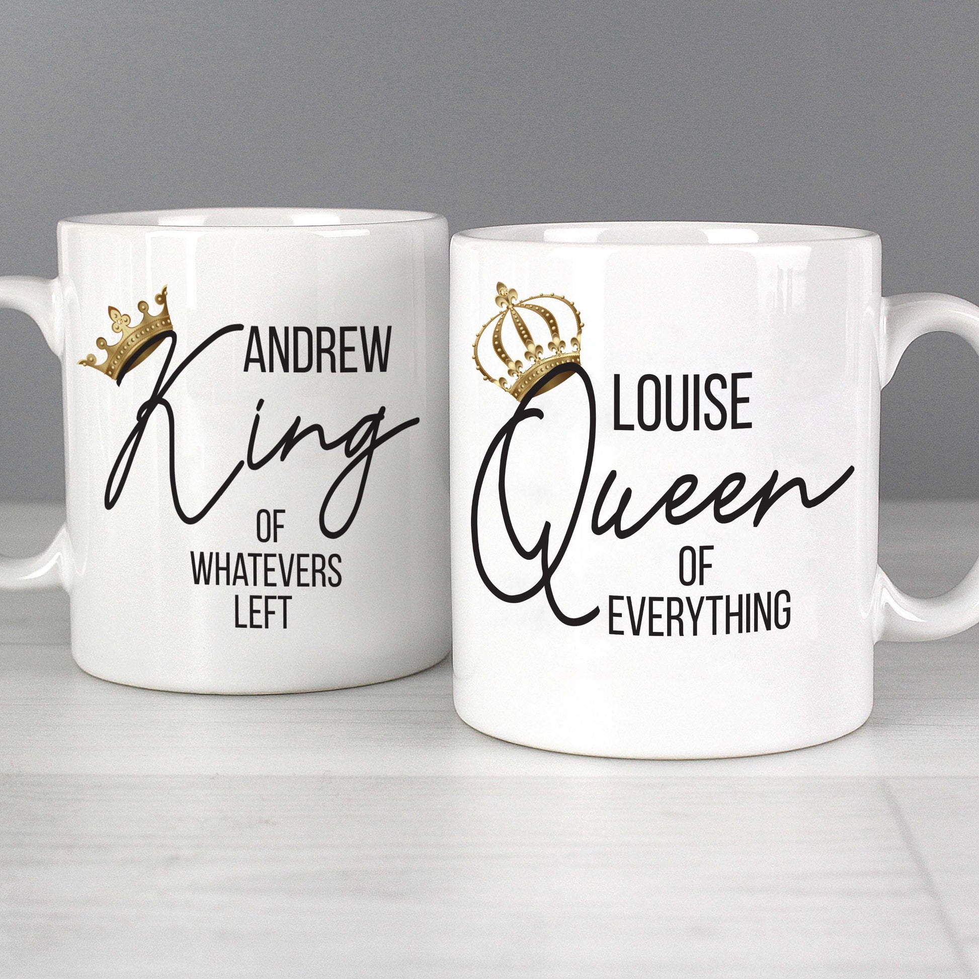 Personalised King and Queen of Everything Mug Set from Heartfelt Gifts