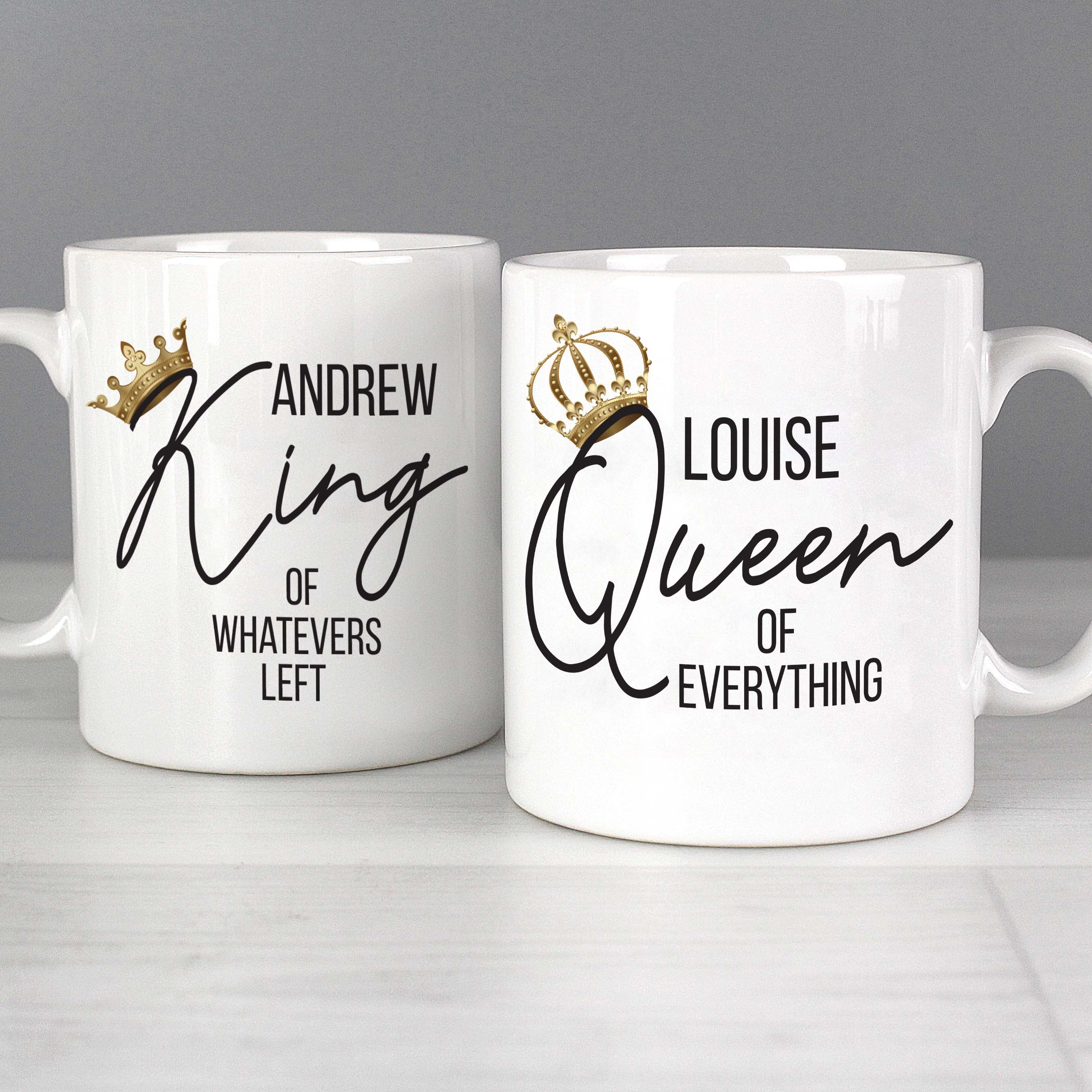 Personalised King and Queen of Everything Mug Set from Heartfelt Gifts