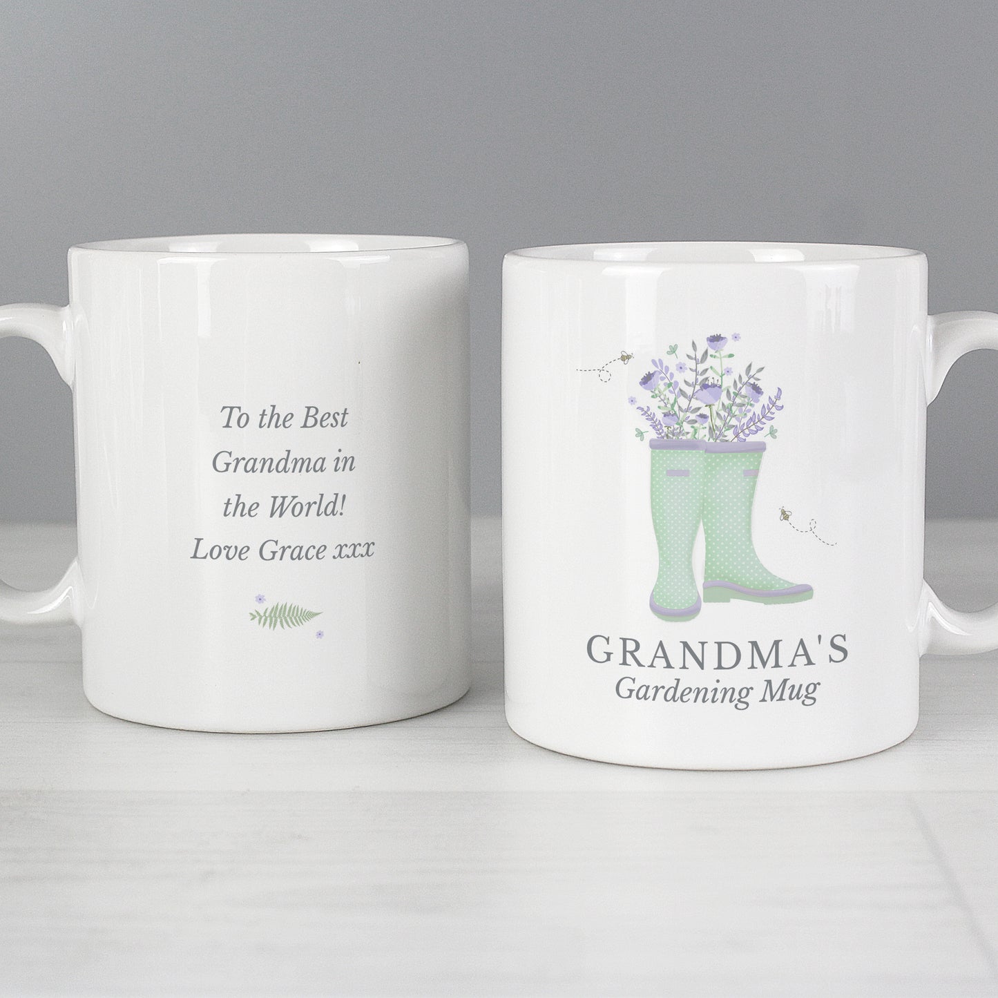 Personalised Floral Wellies Mug from Heartfelt Gifts