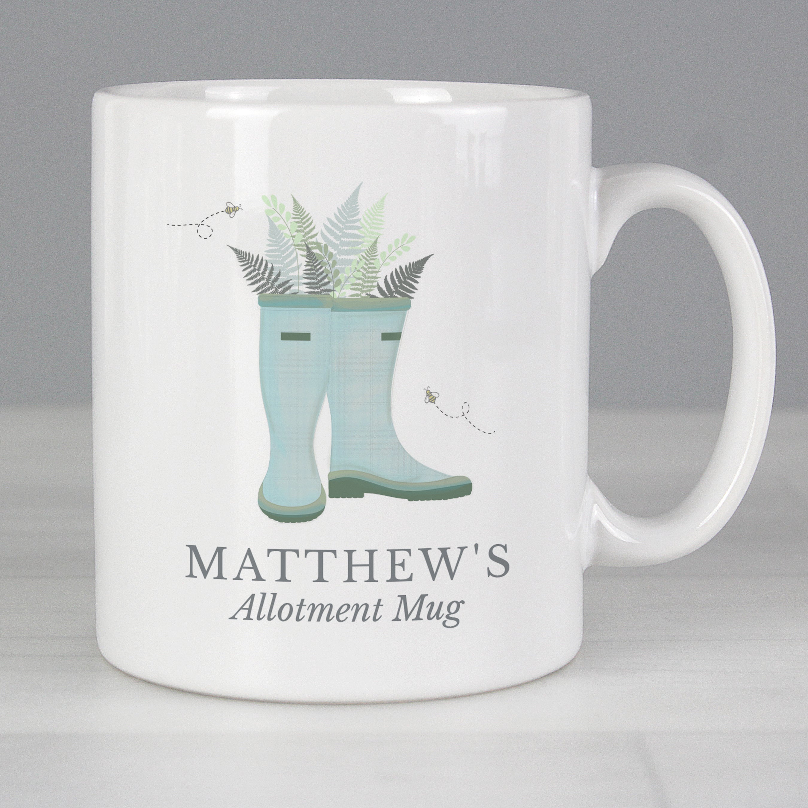 Personalised Blue Wellies Mug from Heartfelt Gifts