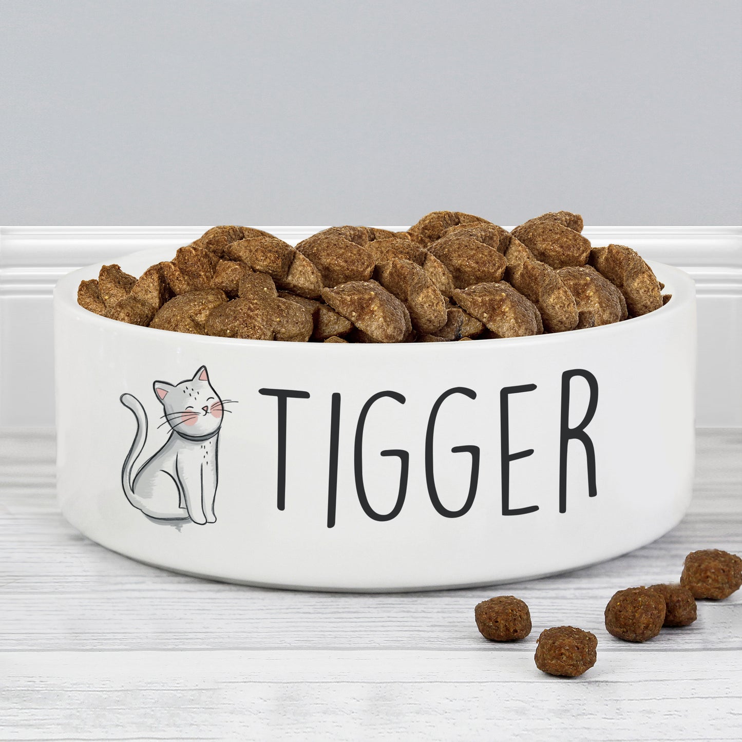 Personalised Scribble Cat 15cm Medium Pet Bowl from Heartfelt Gifts