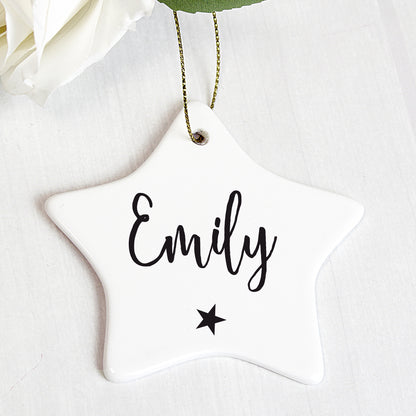 Personalised Name Ceramic Star Decoration from Heartfelt Gifts