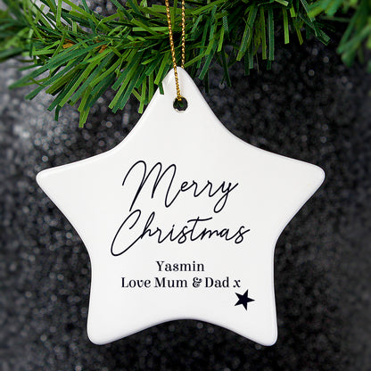 Personalised Free Text Ceramic Star Decoration from Heartfelt Gifts