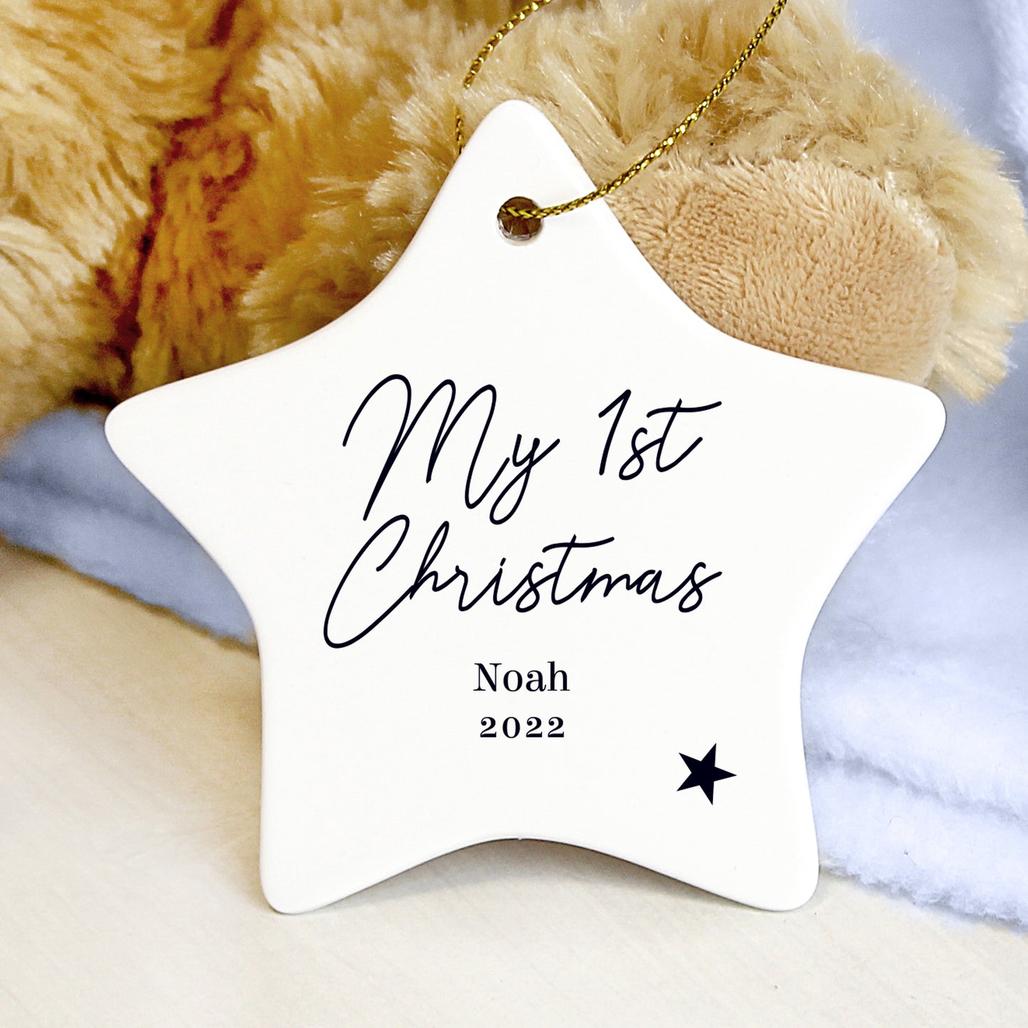 Personalised Free Text Ceramic Star Decoration - image 2