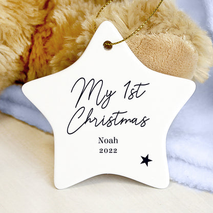 Personalised Free Text Ceramic Star Decoration - image 2