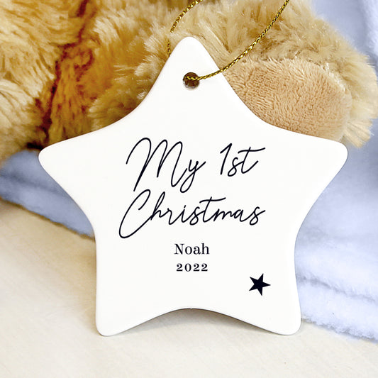 Personalised Free Text Ceramic Star Decoration - image 2