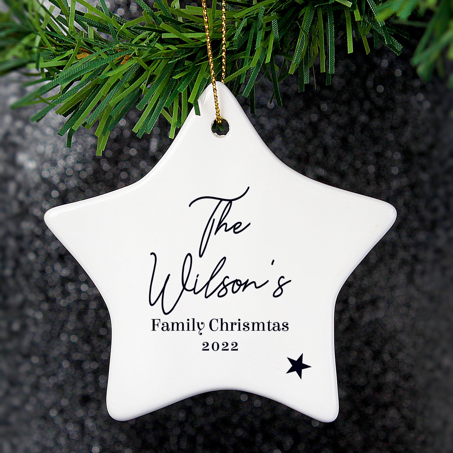 Personalised Free Text Ceramic Star Decoration - image 3