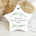 Personalised Christmas Holly Ceramic Star Decoration from Heartfelt Gifts