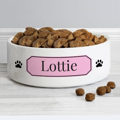 Personalised Pink Plaque 15cm Medium Pet Bowl from Heartfelt Gifts