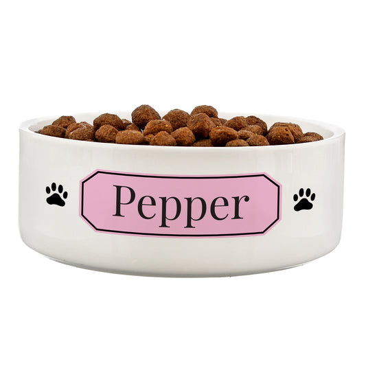 Personalised Pink Plaque 15cm Medium Pet Bowl - image 2