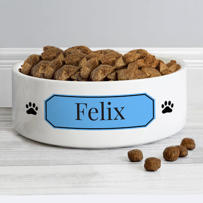 Personalised Blue Plaque 15cm Medium Pet Bowl - image 3