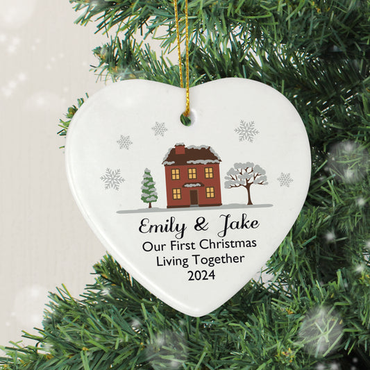 Personalised Cosy Christmas Ceramic Heart Decoration - image 3