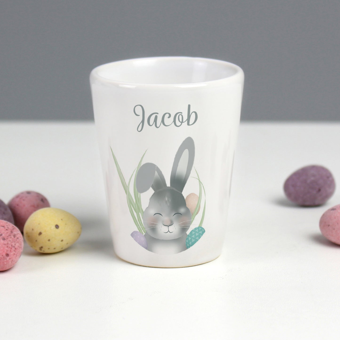 Personalised Grey Easter Bunny Egg Cup - image 7