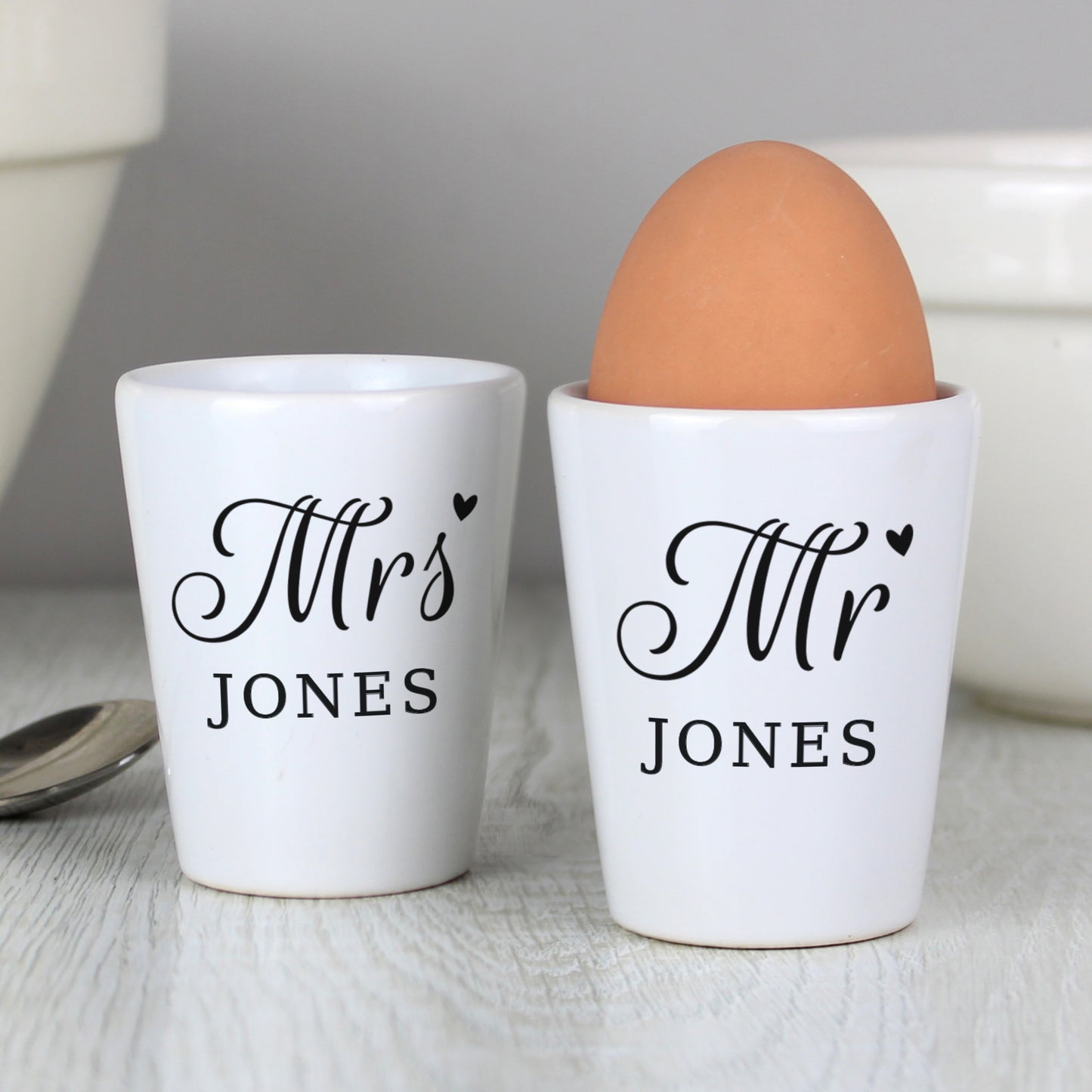 Personalised Mr & Mrs Egg Cups from Heartfelt Gifts