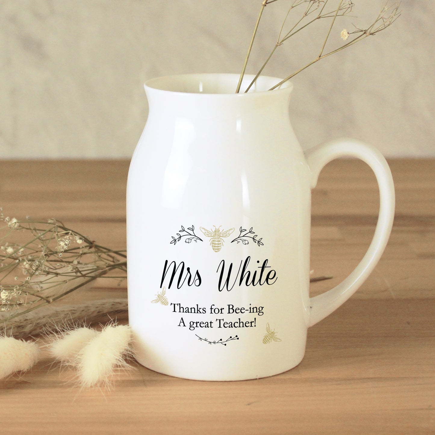 Personalised Floral Bee Flower Jug Vase from Heartfelt Gifts