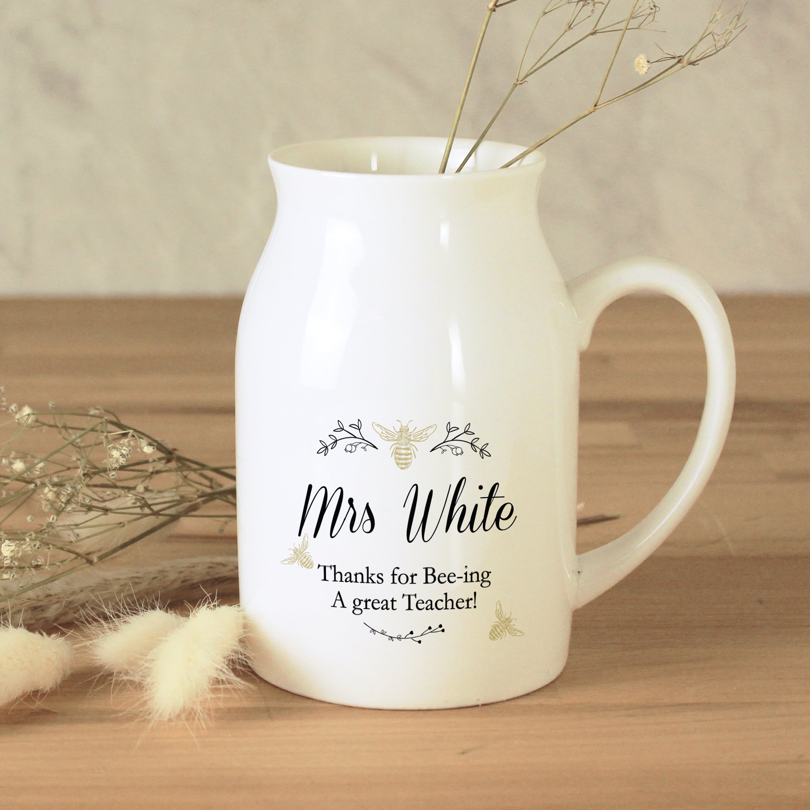 Personalised Floral Bee Flower Jug Vase from Heartfelt Gifts
