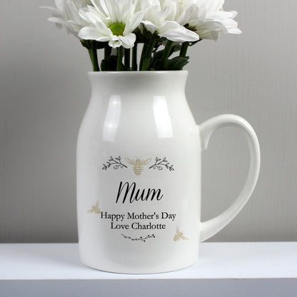 Personalised Floral Bee Flower Jug Vase - image 3