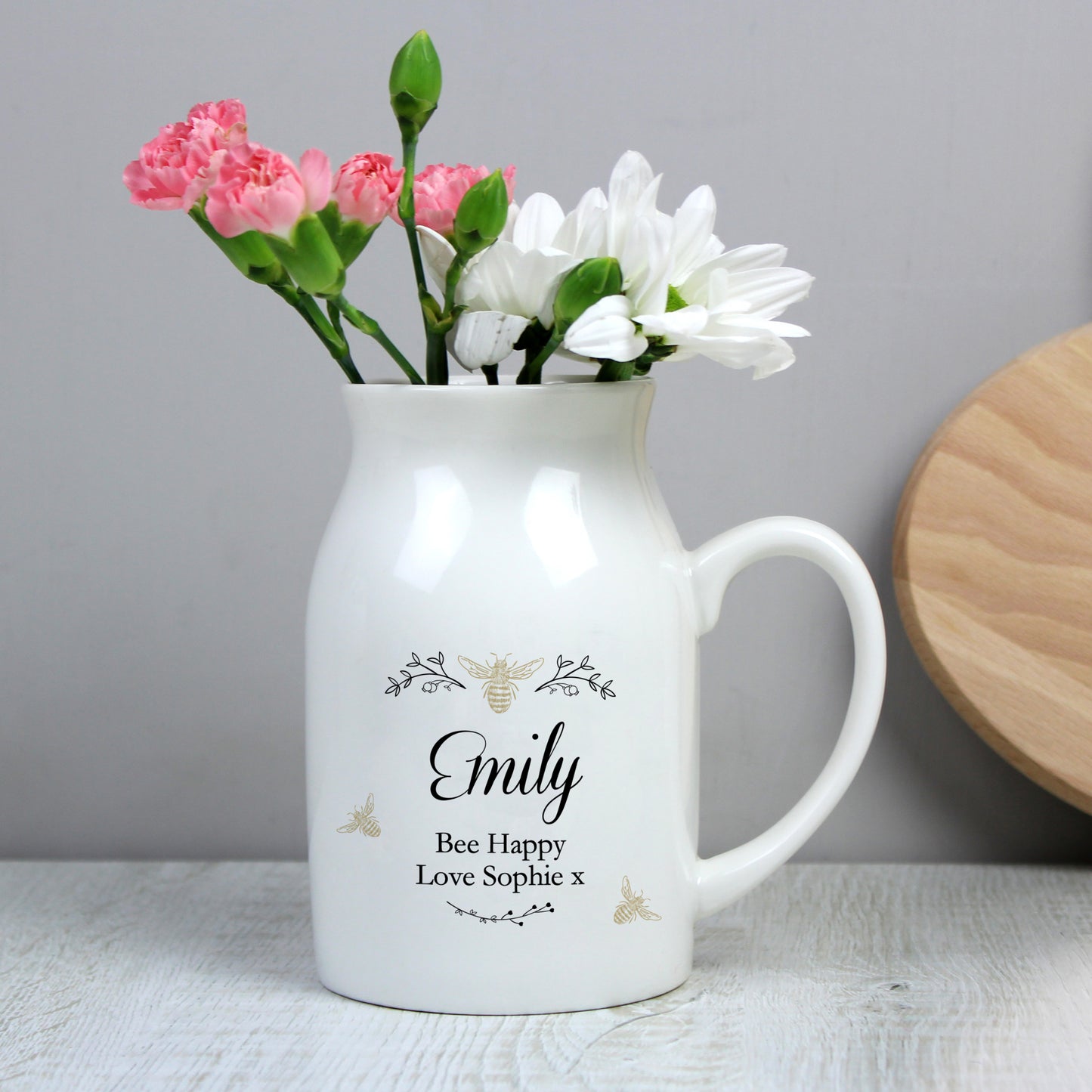 Personalised Floral Bee Flower Jug Vase - image 6