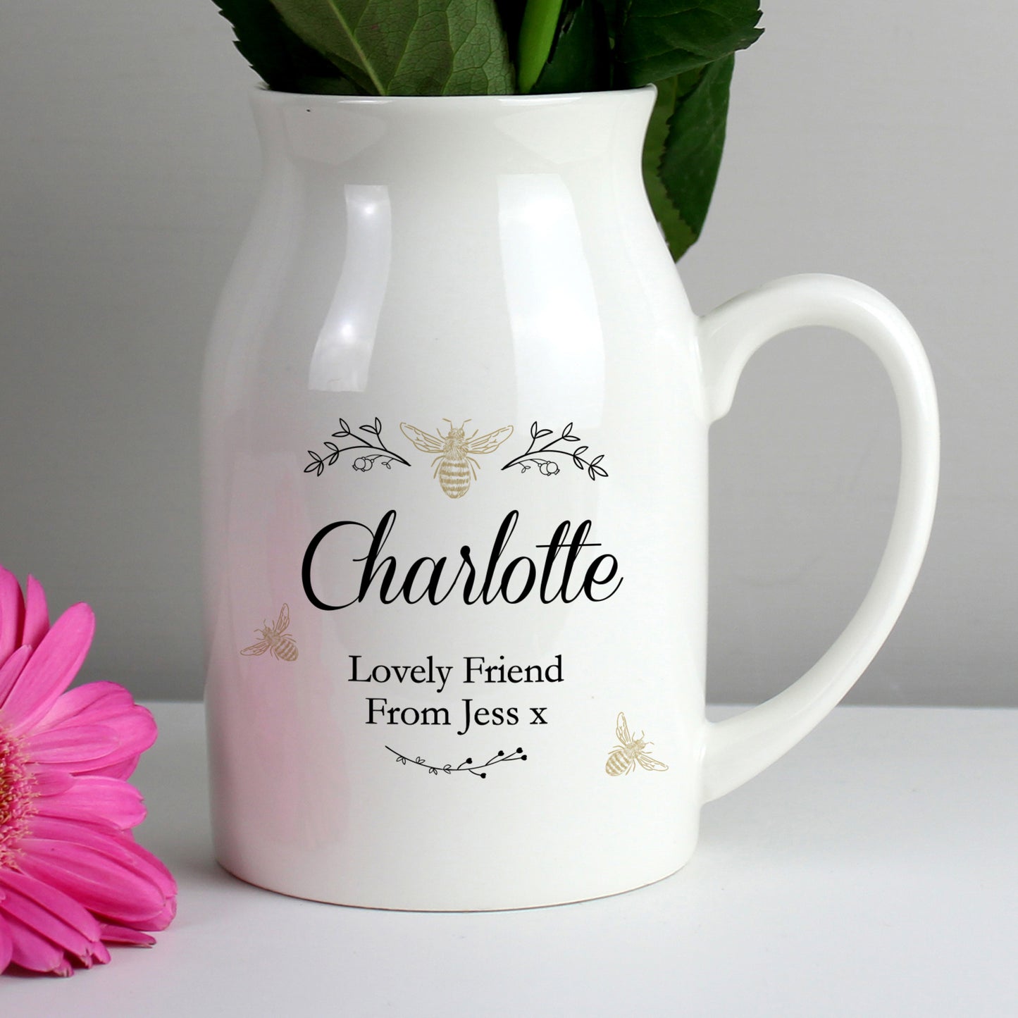 Personalised Floral Bee Flower Jug Vase - image 8