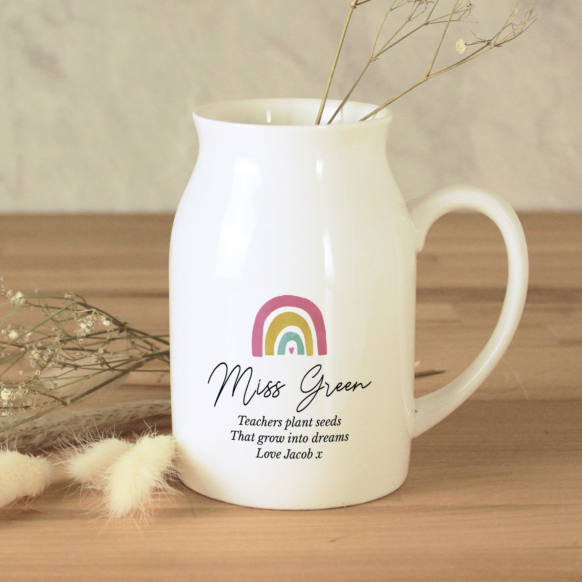 Personalised Rainbow Flower Jug Vase from Heartfelt Gifts