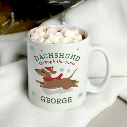 Personalised Dachshund Through... Christmas Mug - image 2